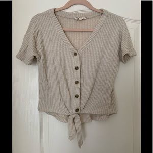 Pink Republic Beige Tie front Small Top.